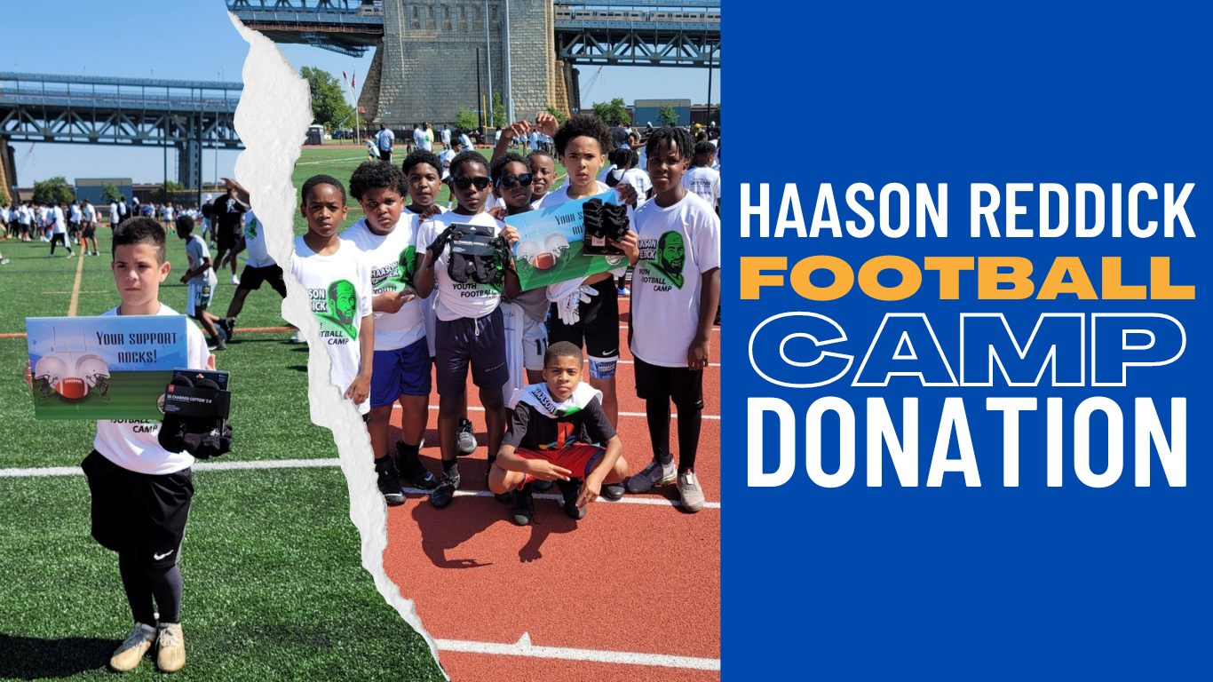 Jaws Youth Playbook Donates Athletic Socks and Refreshments to Kids at Haason Reddick's Football Camp in Camden, NJ